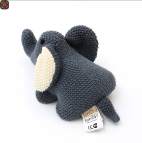 Handmade Cotton Knitted Soft Dark Blue Elephant Plush Toy Soft Toy (Color: Dark Blue)